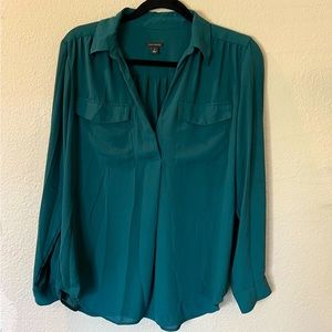 Forest Green Ann Taylor Camp Shirt Size M